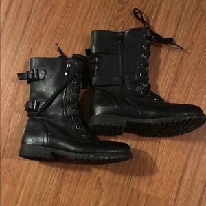 Black Lace-Up Combat Boots